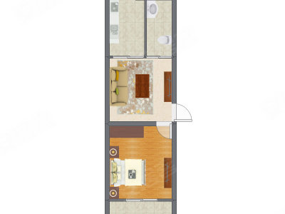 1室1厅 36.74平米户型图
