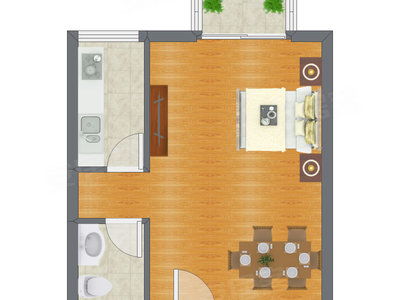 1室0厅 54.83平米户型图