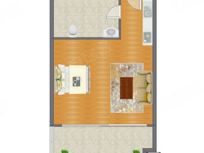 1室1厅 96.00平米