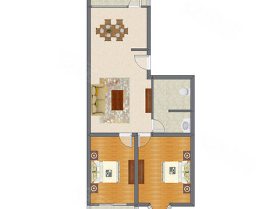 2室2厅 105.98平米户型图