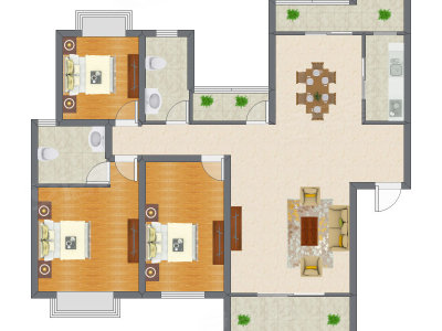 3室2厅 140.84平米