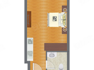 1室0厅 26.48平米户型图