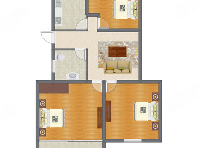 3室1厅 90.50平米