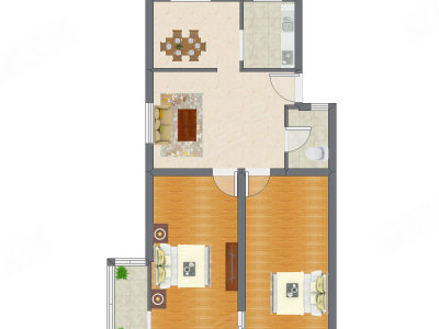 2室2厅 82.05平米户型图