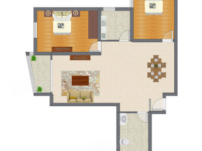 2室2厅 116.11平米户型图