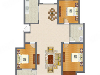3室2厅 132.59平米