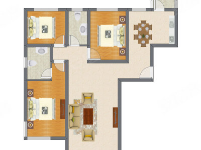 3室2厅 136.50平米