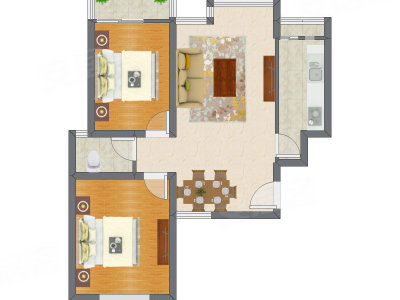2室2厅 94.34平米户型图