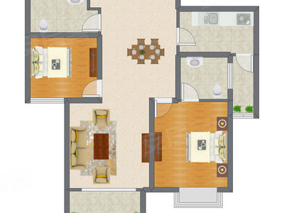 2室2厅 109.68平米户型图