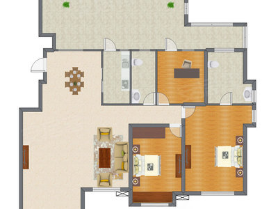 3室2厅 170.00平米户型图