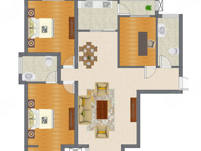 3室1厅 127.51平米户型图