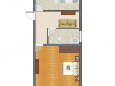 1室1厅 43.20平米