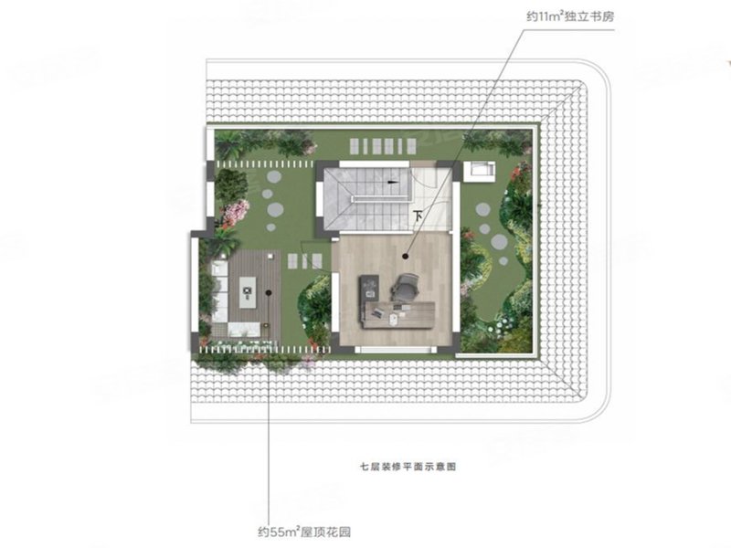 7万 下叠底跃花园上叠屋顶花园,爱情玺樾万璟二手房,680万,4室2厅,3卫