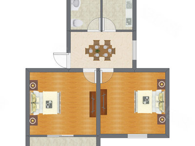 2室1厅 58.05平米