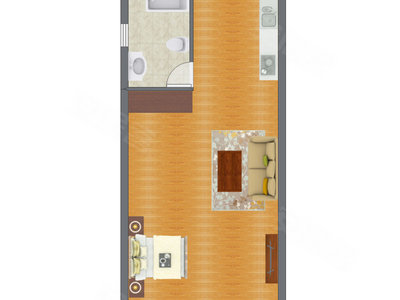 1室1厅 53.46平米户型图