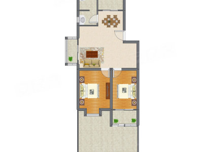 2室2厅 83.30平米