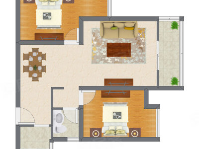 2室2厅 80.98平米户型图