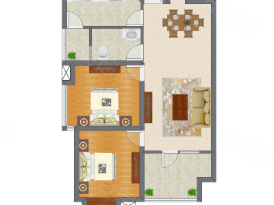 2室2厅 87.32平米