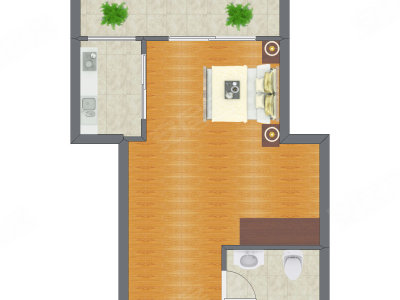1室0厅 35.54平米