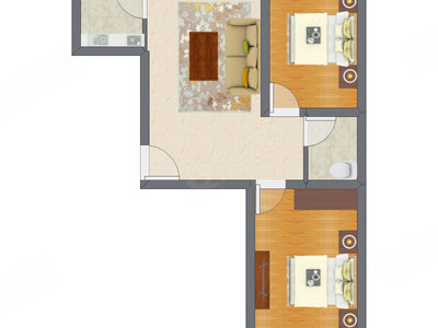 2室1厅 72.39平米户型图