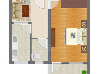 1室1厅 41.95平米户型图