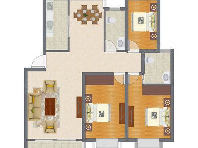 3室2厅 124.05平米