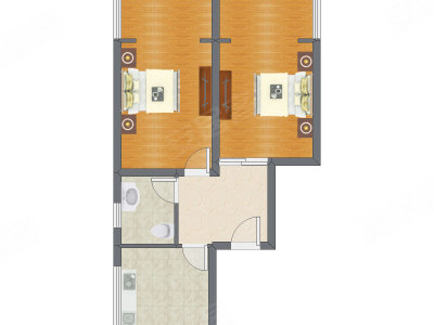 2室1厅 71.00平米户型图