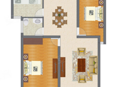 2室2厅 64.11平米