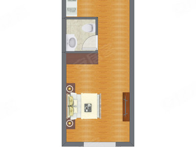 1室1厅 26.92平米户型图
