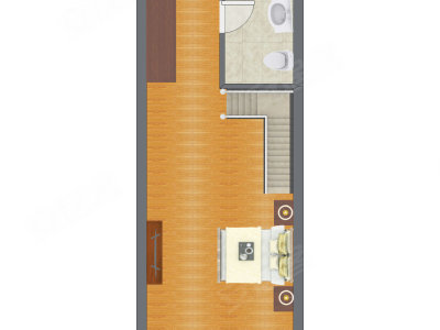 1室2厅 45.88平米户型图