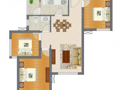 3室2厅 72.56平米户型图