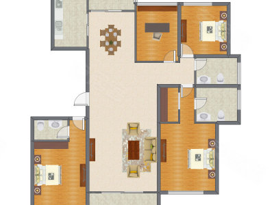 4室2厅 197.00平米户型图