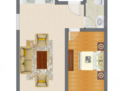 1室1厅 71.49平米户型图