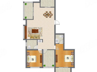 2室2厅 122.44平米