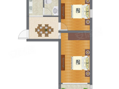 2室1厅 55.69平米
