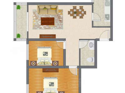 2室2厅 95.98平米户型图