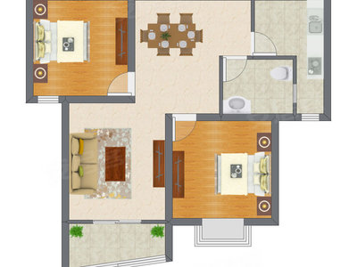2室2厅 92.35平米户型图