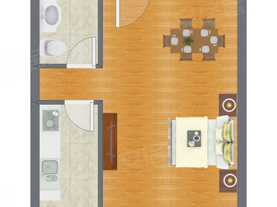 1室1厅 30.74平米户型图