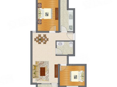 2室2厅 89.00平米