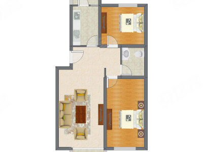 2室1厅 93.60平米户型图