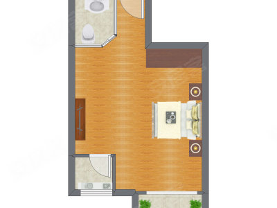 1室0厅 48.98平米户型图
