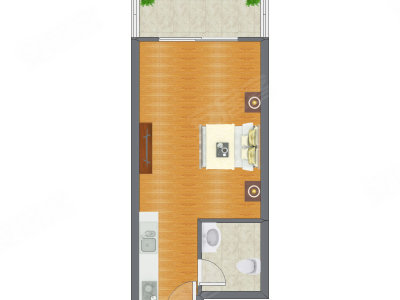 1室0厅 34.77平米户型图