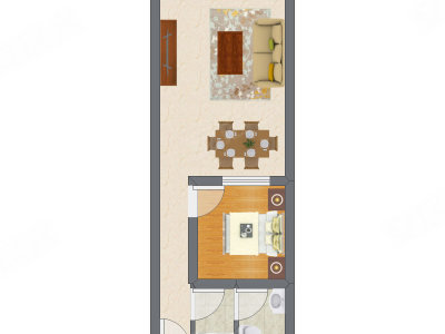 1室1厅 32.00平米户型图
