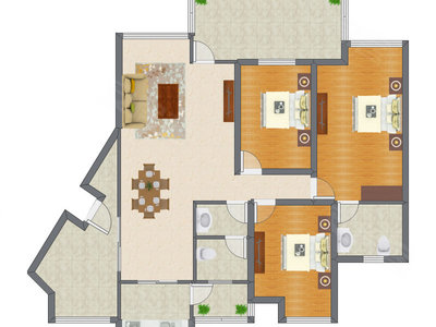 3室2厅 150.12平米户型图