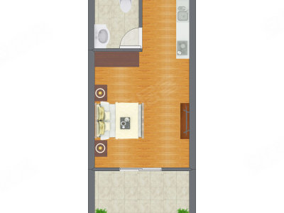 1室0厅 31.15平米户型图