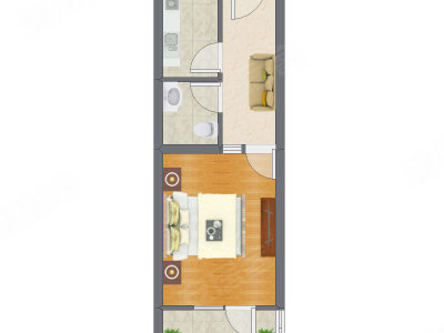 1室1厅 40.15平米户型图