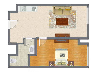 1室1厅 86.37平米户型图