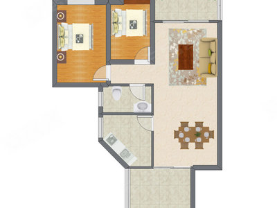2室2厅 87.35平米
