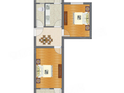 2室1厅 66.40平米户型图