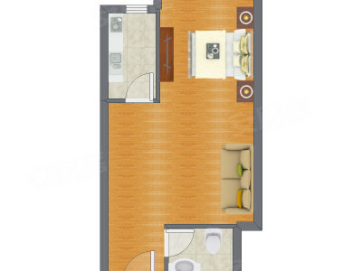 1室0厅 50.17平米户型图